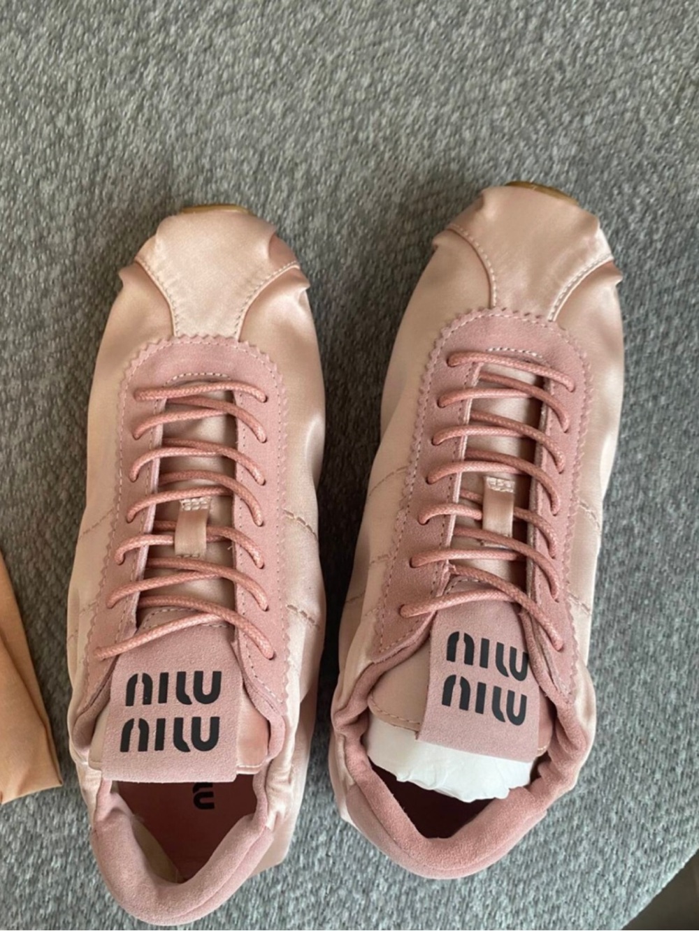Miu Miu Blush Pink Satin Lace-Up Sneakers